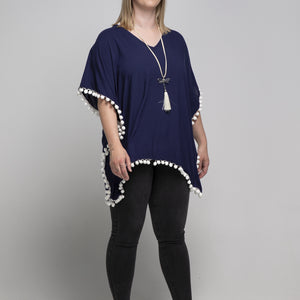 THSK1054: Navy Blue: Emily Kaftan Top