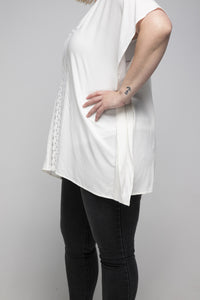 THSK1055: White: Lace Kaftan Top