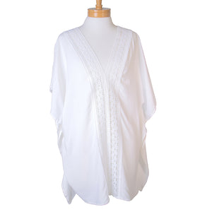 THSK1055: White: Lace Kaftan Top