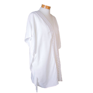 THSK1055: White: Lace Kaftan Top