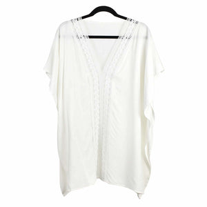 THSK1055: White: Lace Kaftan Top