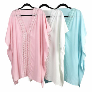 THSK1057: Baby Blue: Lace Kaftan Top