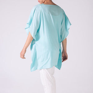 THSK1057: Baby Blue: Lace Kaftan Top