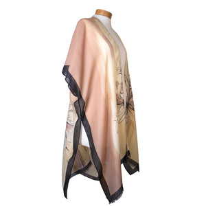 THSK1061: Brown: Floral Print Kimono