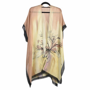 THSK1061: Brown: Floral Print Kimono