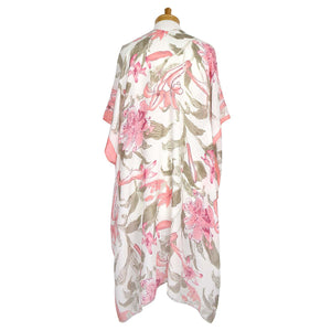 THSK1062: White: Floral Print Kimono