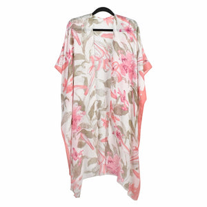 THSK1062: White: Floral Print Kimono