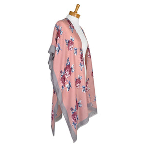 THSK1064: Pink: Floral Print Kimono