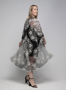 THSK1066: Black: Floral Lace Kimono