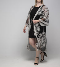 Load image into Gallery viewer, THSK1066: Black: Floral Lace Kimono
