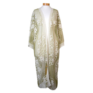 THSK1068: Olive: Floral Lace Kimono