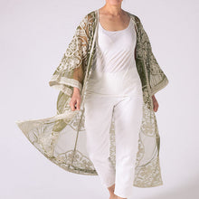 Load image into Gallery viewer, THSK1068: Olive: Floral Lace Kimono
