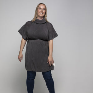 THSP1025: Grey: Cowl Neck Poncho