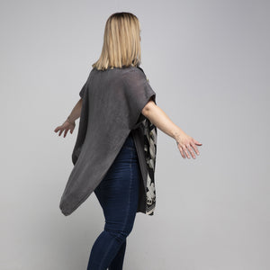 THSP1025: Grey: Cowl Neck Poncho