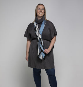 THSP1025: Grey: Cowl Neck Poncho