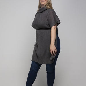 THSP1025: Grey: Cowl Neck Poncho