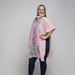 THSP1026: Pink: Cowl Neck Poncho