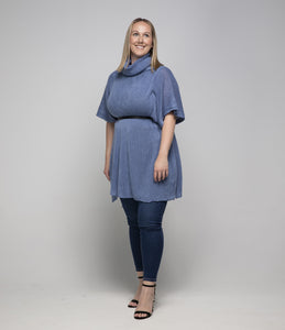 THSP1027: Egyptian Blue: Cowl Neck Poncho