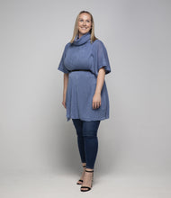 Load image into Gallery viewer, THSP1027: Egyptian Blue: Cowl Neck Poncho
