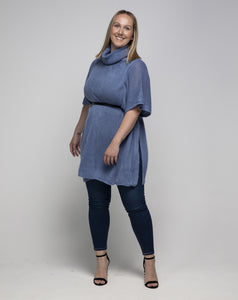 THSP1027: Egyptian Blue: Cowl Neck Poncho