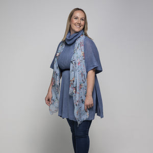 THSP1027: Egyptian Blue: Cowl Neck Poncho