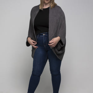 THSP1028: Grey: Bat Wing Cardigan Cape