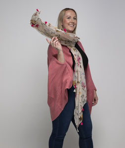 THSP1029: Coral Pink: Bat Wing Cardigan Cape