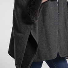 Load image into Gallery viewer, THSP1041: Dark Grey: Faux Fur Hooded Poncho
