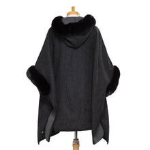 Load image into Gallery viewer, THSP1045: Black: Faux Fur Plain Sleeve Cape Coat
