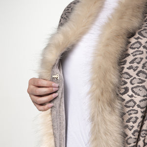 THSP1048: Mushroom: Faux Fur Leopard Sleeve Cape Wrap