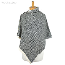 Load image into Gallery viewer, THSP2023: Black: Herringbone w Button Poncho
