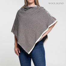 Load image into Gallery viewer, THSP2023: Black: Herringbone w Button Poncho
