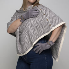 Load image into Gallery viewer, THSP2024: Grey: Herringbone w Button Poncho
