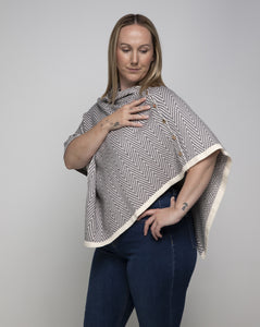 THSP2024: Grey: Herringbone w Button Poncho