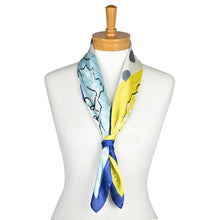 Load image into Gallery viewer, THSS2117: Blue: Two Flowers Scarf
