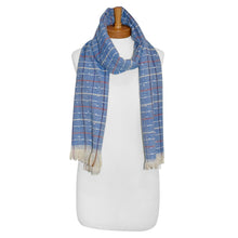 Load image into Gallery viewer, THSS2223: Blue: Dots and Lines Scarf
