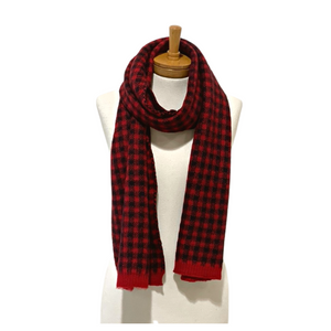 THSS2227: Red: Gingham Knit Scarf