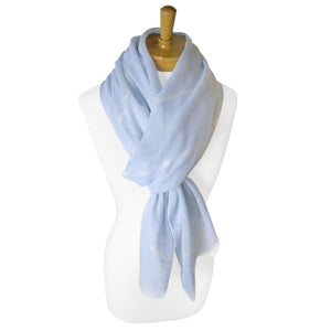 THSS2309: Baby Blue: Plain Lurex Strip Scarf