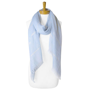 THSS2309: Baby Blue: Plain Lurex Strip Scarf