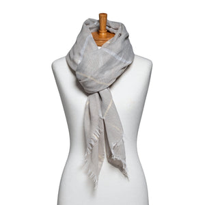 THSS2311: Grey: Plain Lurex Strip Scarf