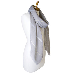 THSS2311: Grey: Plain Lurex Strip Scarf