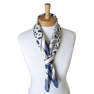 THSS2336: Navy: Leopard Square Scarf