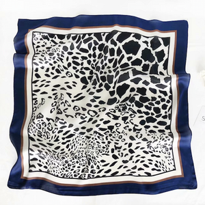 THSS2336: Navy: Leopard Square Scarf