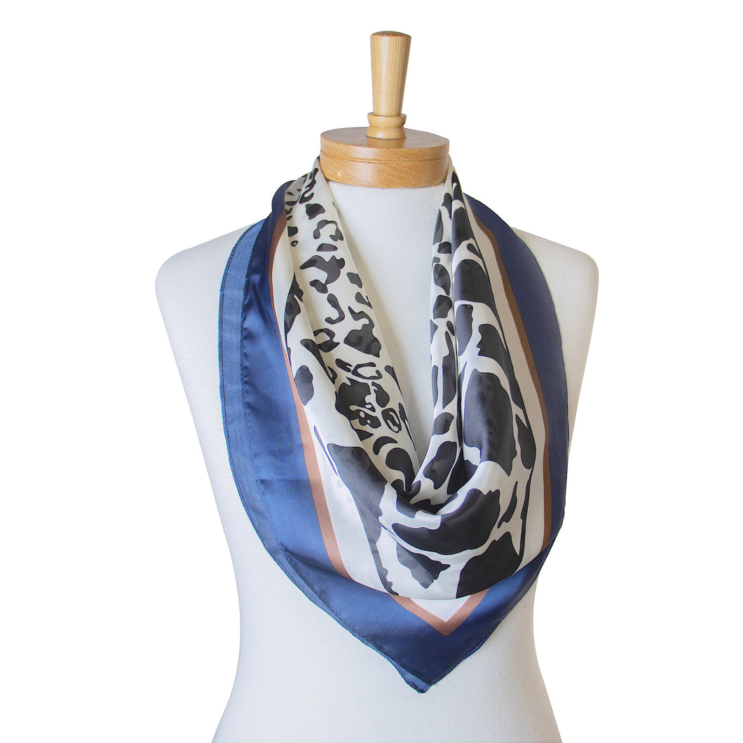 THSS2336: Navy: Leopard Square Scarf