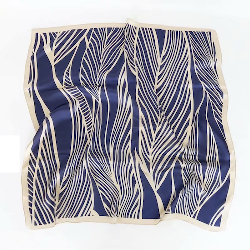 THSS2337: Navy: Palm Square Scarf