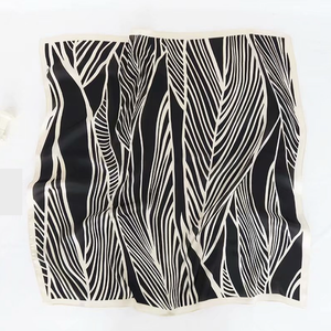 THSS2338: Black: Palm Square Scarf