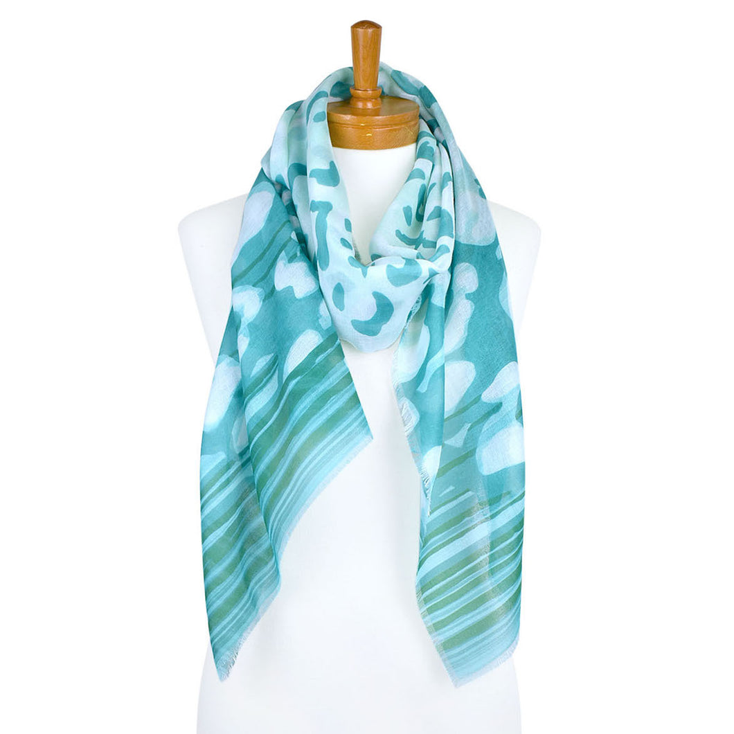 THSS2339: Green: Animal Border Scarf