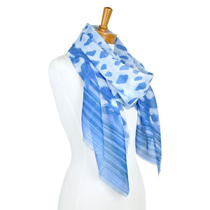 THSS2341: Blue: Animal Border Scarf