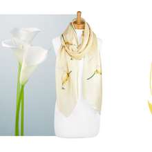 Load image into Gallery viewer, THSS2343: Chiffon Yellow: Calla Lily Scarf
