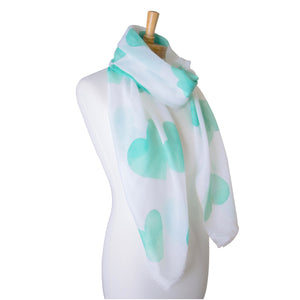 THSS2344: Green: Love Hearts Scarf